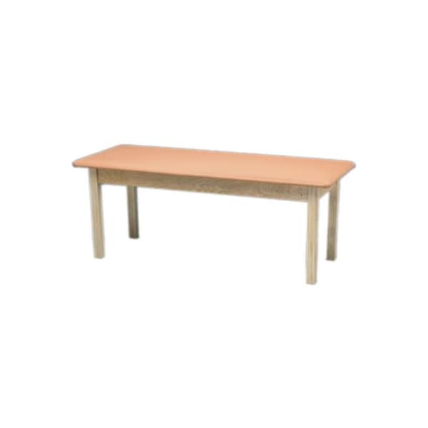 Wooden Treatment Table, Blue Upholstery, Natural Frame, 72"L x 24"W x 30"H